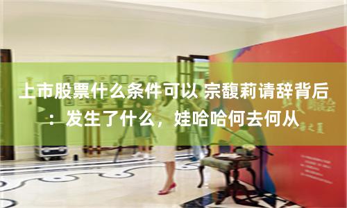 上市股票什么条件可以 宗馥莉请辞背后：发生了什么，娃哈哈何去何从